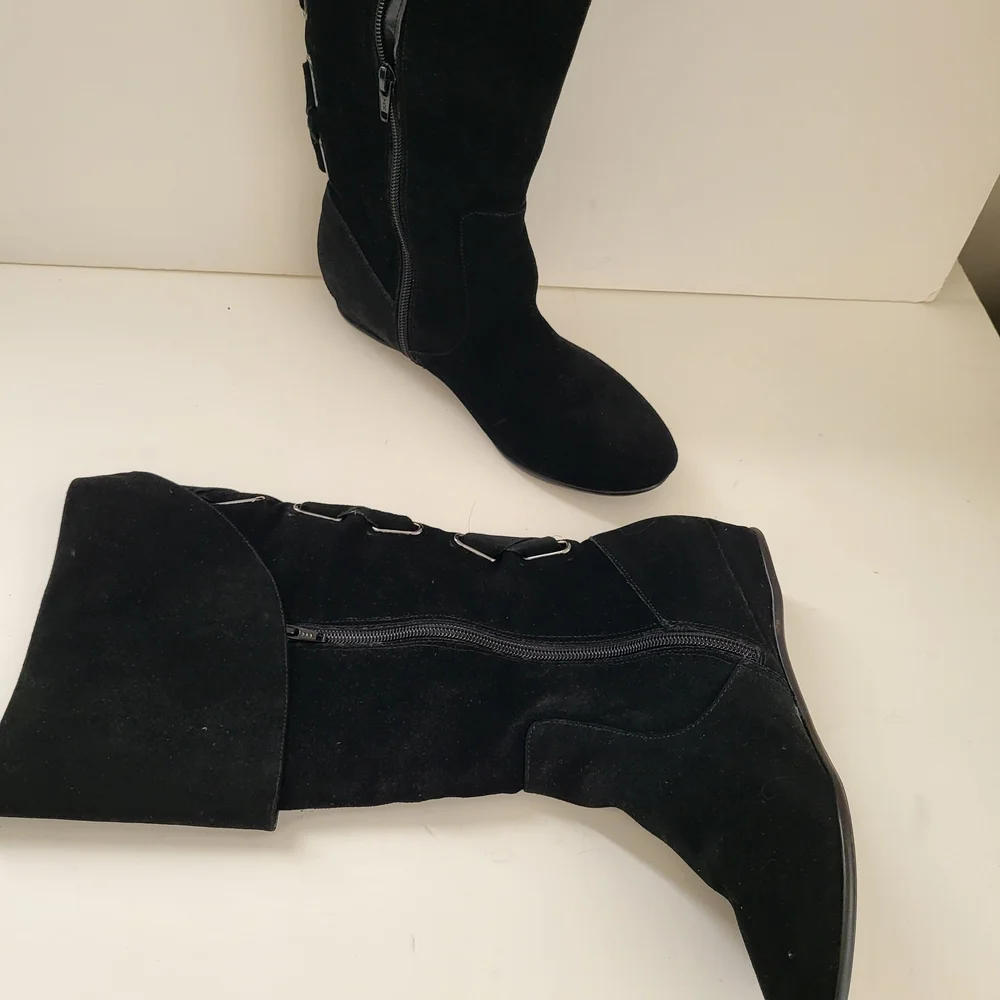 Stylish Black Suede Over the Knee Boots